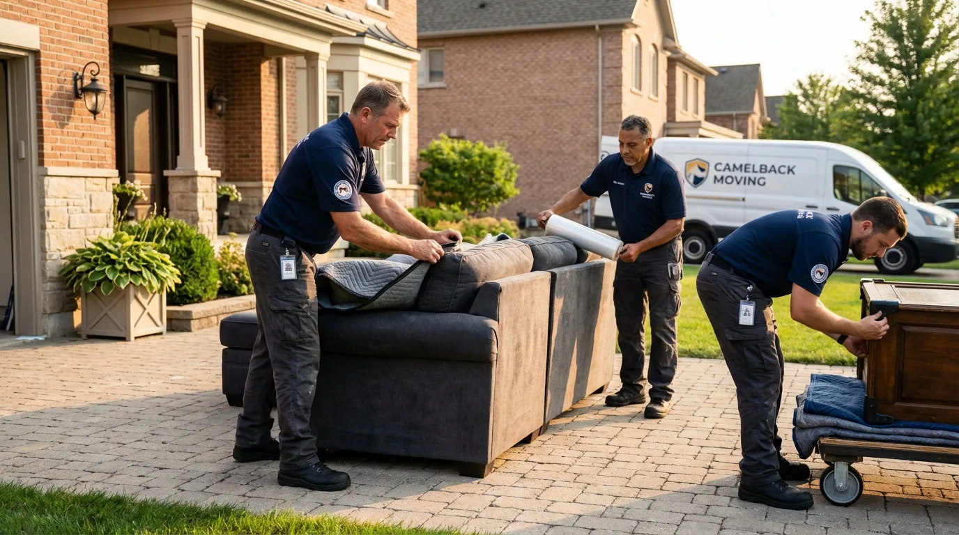 Large estate moving crew wrapping furniture in Portsmouth, VA