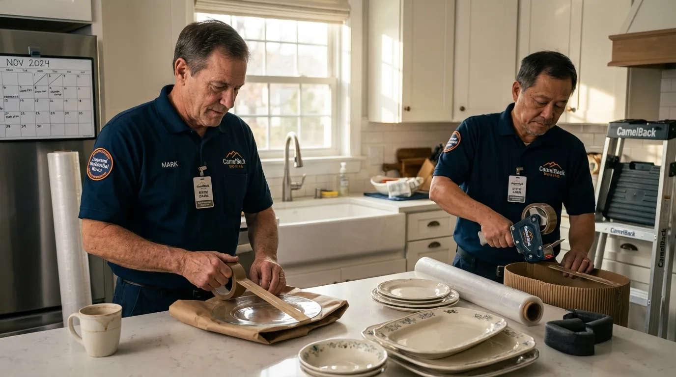 Professional crew packing kitchen dishware in Portsmouth, VA